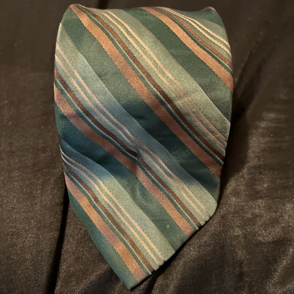 Haggar Men's Tie with Green and Brown Stripes